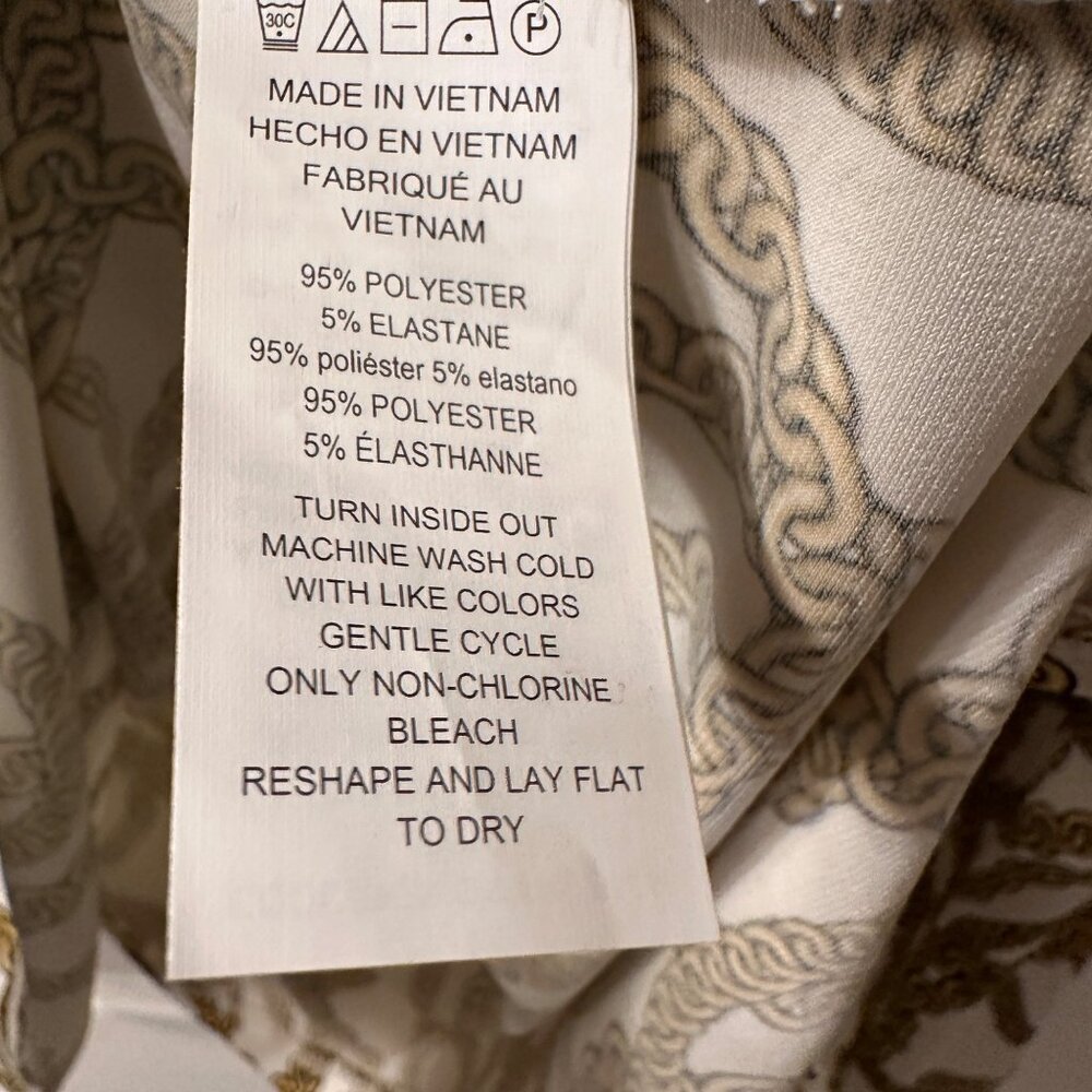 Michael Kors | NWT XL Long Sleeve Gold Chain Print 1/4 Zip Top Luxury Old Money - Picture 11 of 11